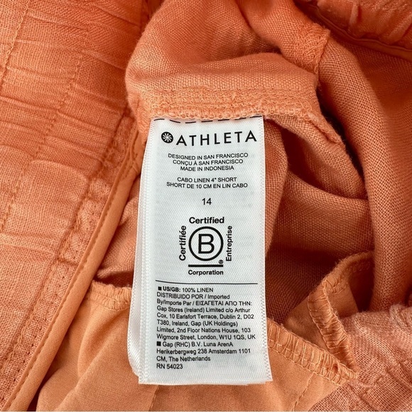 ATHLETA Cabo Linen Short Cactus Peach Size 14 - Picture 4 of 6